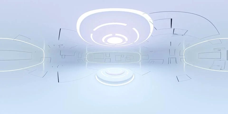 Full 360 degree equirectangular panorama hdri of modern futuristic white Stock Illustration