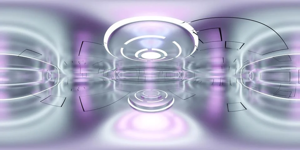 Full 360 degree equirectangular panorama hdri of modern futuristic white 库存插图