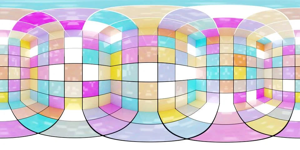 Full 360 degree equirectangular panorama hdri of colourful modern futuristic Stock Illustration