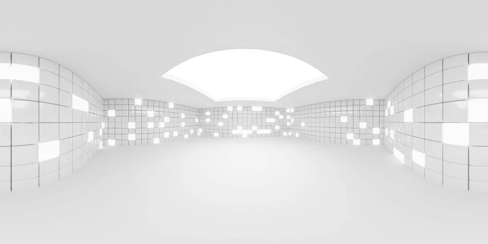Full 360 degree equirectangular panorama hdri of modern futuristic white Stock Illustration