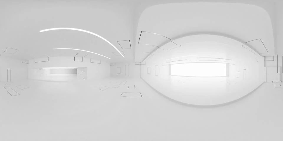 Full 360 degree equirectangular panorama hdri of modern futuristic white Stock Illustration