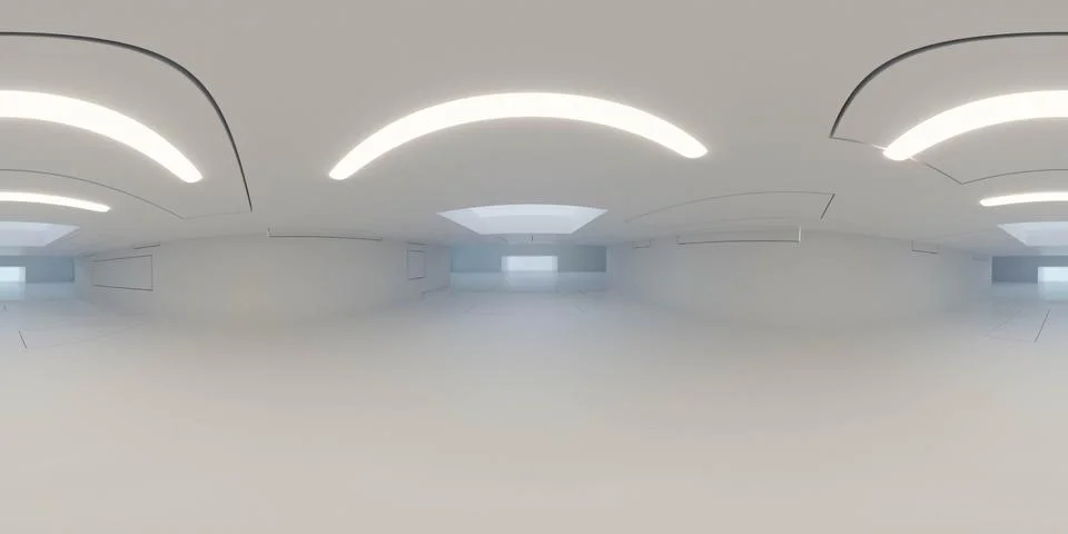 Full 360 degree equirectangular panorama hdri of modern futuristic white Stock Illustration