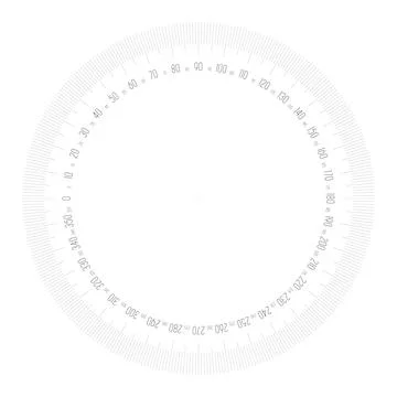 Full 360 degrees protractor measuring instrument Stock Illustration