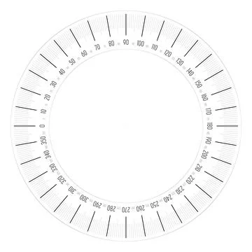 Full 360 degrees protractor measuring instrument Stock Illustration