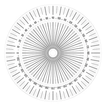 Full 360 degrees protractor measuring instrument Stock Illustration