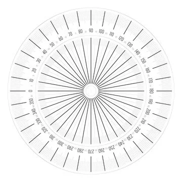 Full 360 degrees protractor measuring instrument Stock Illustration