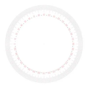 Full 360 degrees protractor measuring instrument Stock Illustration