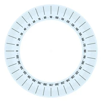Full 360 degrees protractor measuring instrument Stock Illustration