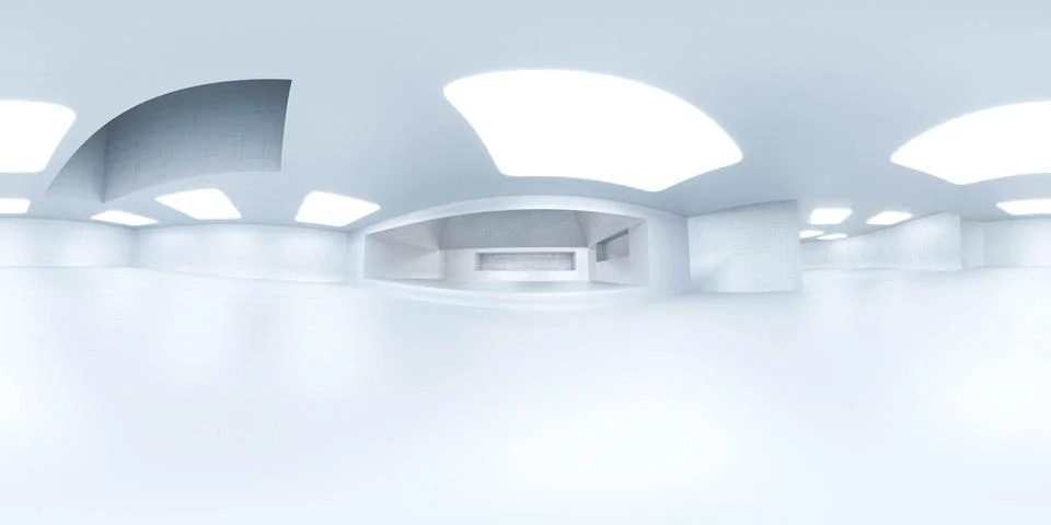 Full 360 equirectangular spherical panorama view of modern futuristic technology 库存插图