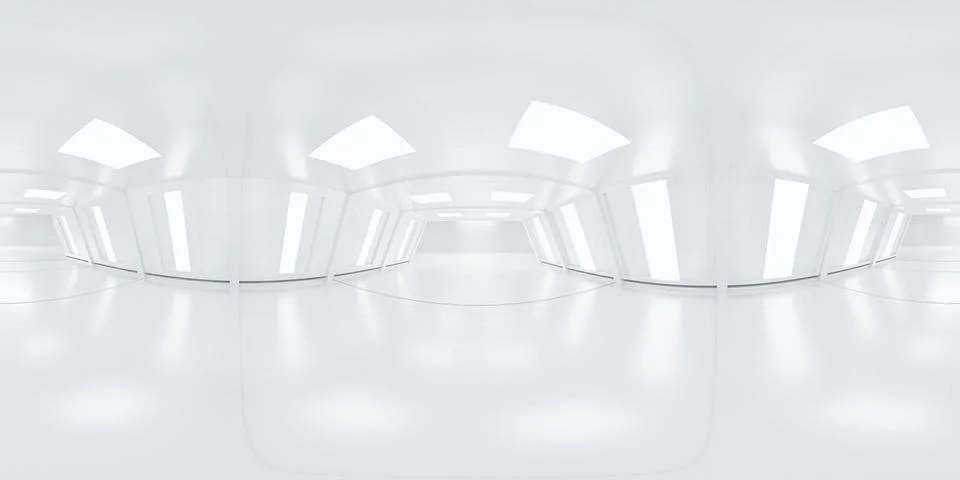Full 360 equirectangular spherical panorama view of modern futuristic technology 库存插图