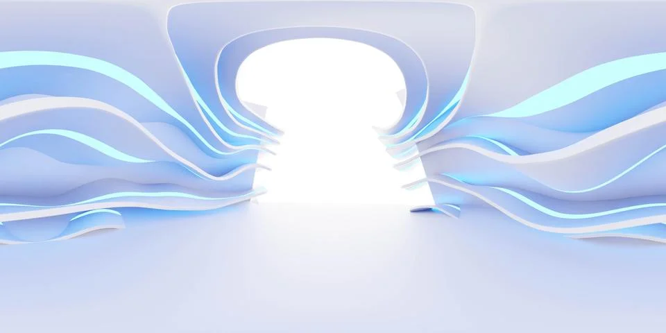 Full 360 equirectangular spherical panorama futuristic technology building Ilustración de archivo