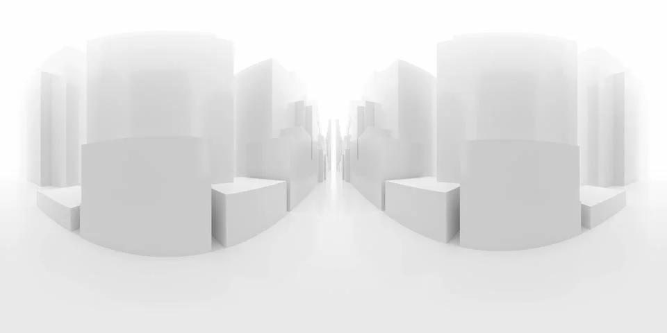 Full 360 equirectangular spherical panorama view of white abstract mock-up block 库存插图