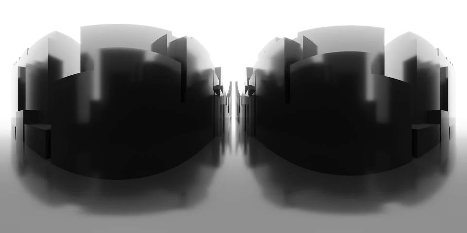 Full 360 equirectangular spherical panorama view of black abstract modern city 库存插图