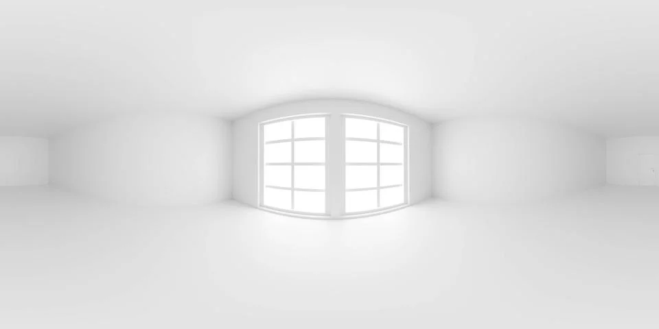 Full 360 panorama of empty white hall room without furniture seamless spherical Ilustración de archivo