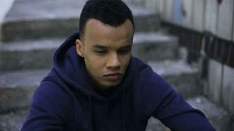 Full of aggression black guy deciding to take revenge on offenders, bullying Stock-Footage 93870732