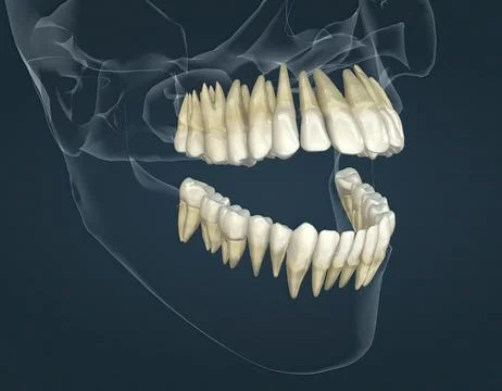 Full anatomy upper and lower teeth Stock Illustration