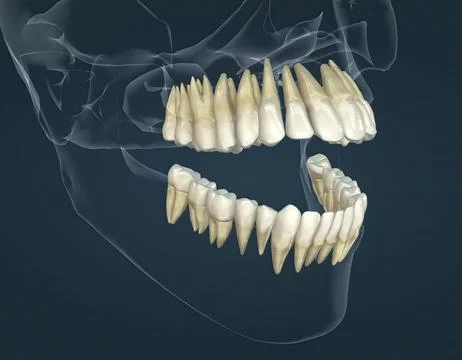 Full anatomy upper and lower teeth Stock Illustration