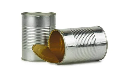 Full and empty tin cans Stock Photos