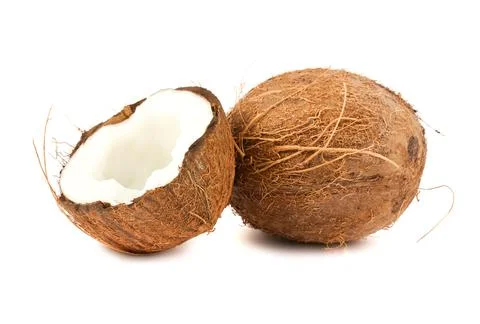 Full and half of coconut Stock Photos