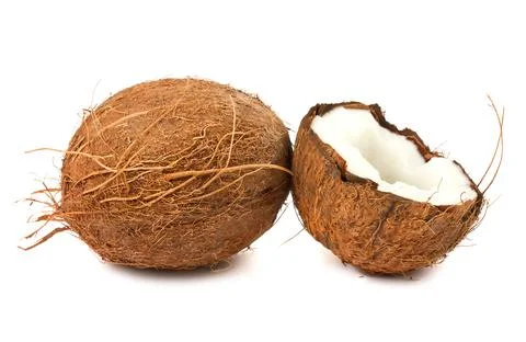 Full and half of coconut Stock Photos