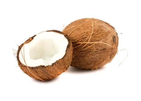 Full and half of coconut Stock Photos