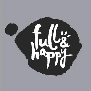 Full and Happy in a Speech Bubble Stock Illustration