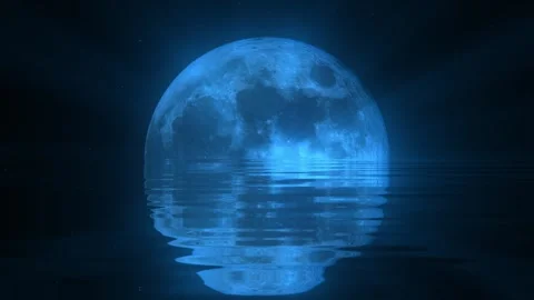 Full and New moon phases on a starry sky and water waves bright neon rays, vibra Video stock 254884189