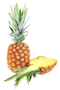 Full and slice of fresh pineapple Stock Photos