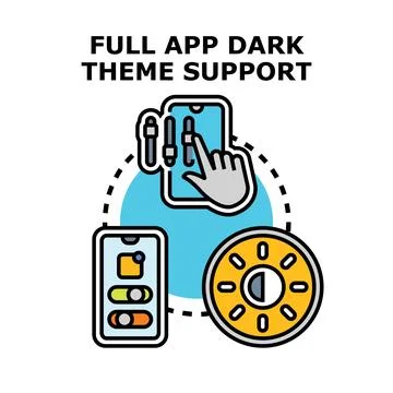 Full app dark theme support concept illustration Stock Illustration