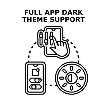 Full app dark theme support concept illustration Stock Illustration