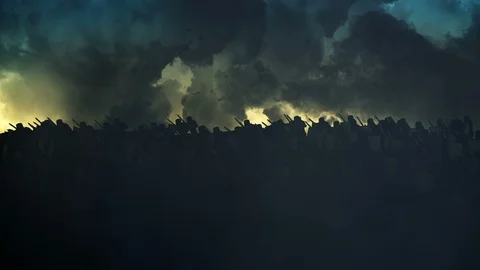 Full Armed Knights Going to a Battlefield Video stock 107211312