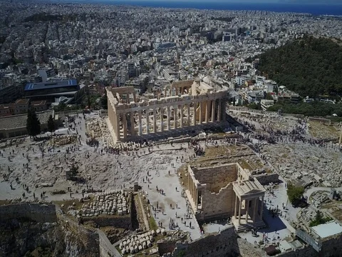 Full Athens Acropolis Complex with Parthenon and Propylaea 스톡 동영상 75981037