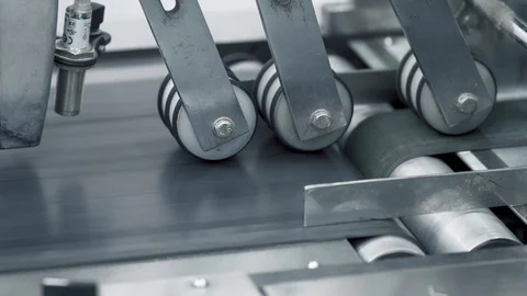 Full automatic label machine in pharmaceutical production line Stock Footage 119286538