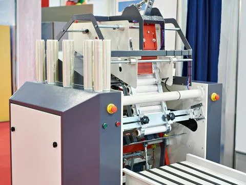 Full automatic stretch rewinder machine Stock Photos