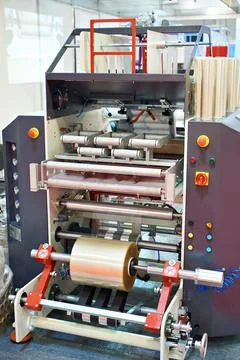 Full automatic stretch rewinder machine Stock Photos