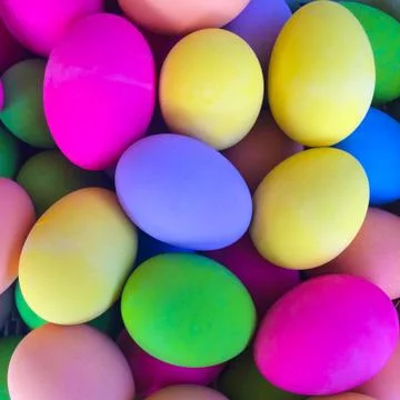 Full background of colorful, Easter, eggs. Stock Photos