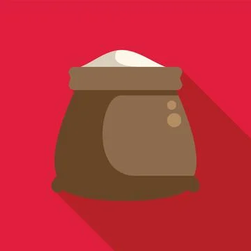 Full bag of flour or sugar with long shadow on red background Stock Illustration