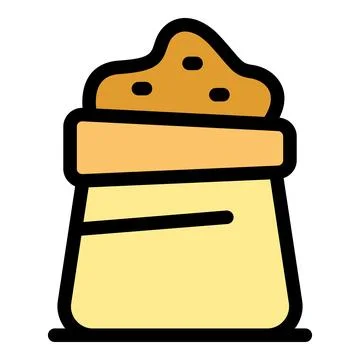 Full bag of flour with overflowing wheat grains Stock Illustration