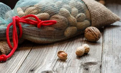 Full bag of nuts Stock Photos