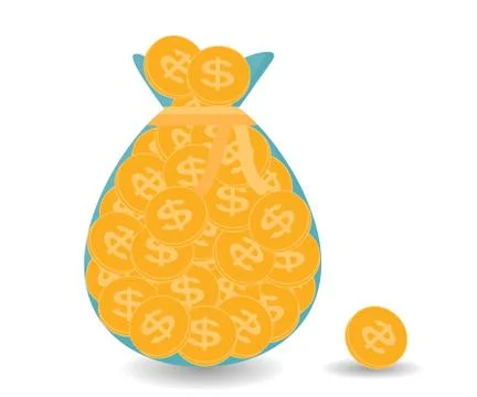 Full bag plus one Gold Coins - Contribution to Future.  Il Stock Illustration