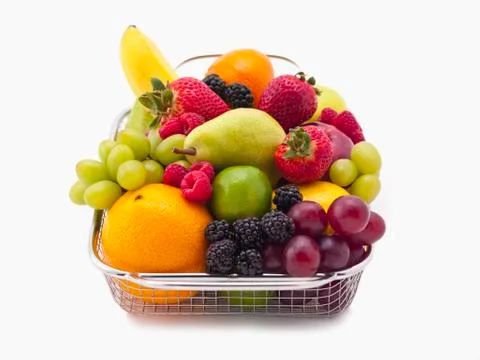 Full basket of fruit Stock Photos
