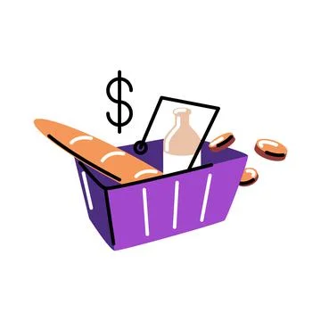 Full basket. Vector icon in bold line style Stock Illustration