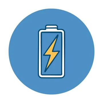 Full battery charge icon. A simple icon of a battery with a lightning bolt,.. Stock Illustration