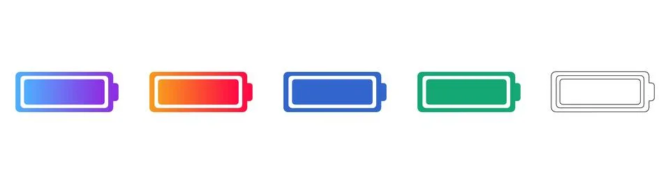 Full Battery Charge Indicator Icon Set Stock Illustration