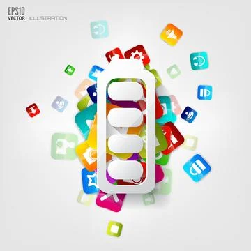 Full battery icon. Application button.Social media and cloud computing. Illustrazione stock