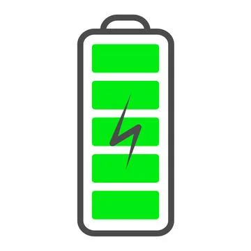 Full battery icon vector, editable stroke, pixel perfect Stock Illustration