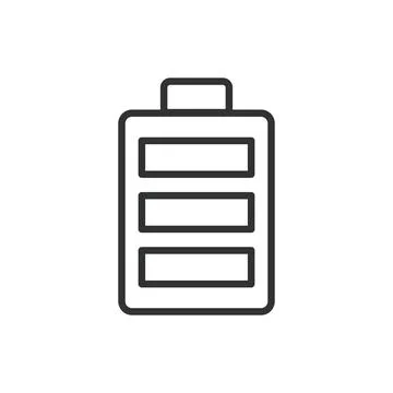 Full battery, in line design. Full, Battery, Charge, Power, Energy, Level Stock Illustration