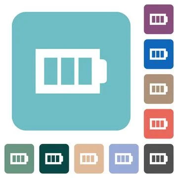 Full battery with three load units alternate rounded square flat icons Stock Illustration