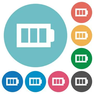 Full battery with three load units alternate flat round icons Stock Illustration