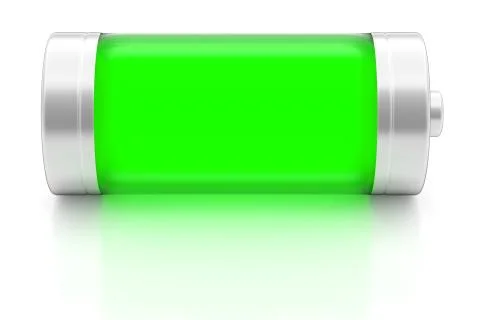 Full battery on white 3D render Illustrazione stock